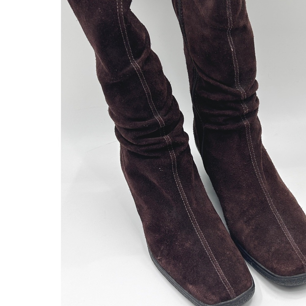 GH Bass Ganelle Brown Suede Wedge Mid Calf Boots Women's Size 8M Heritage Style - Picture 2 of 10